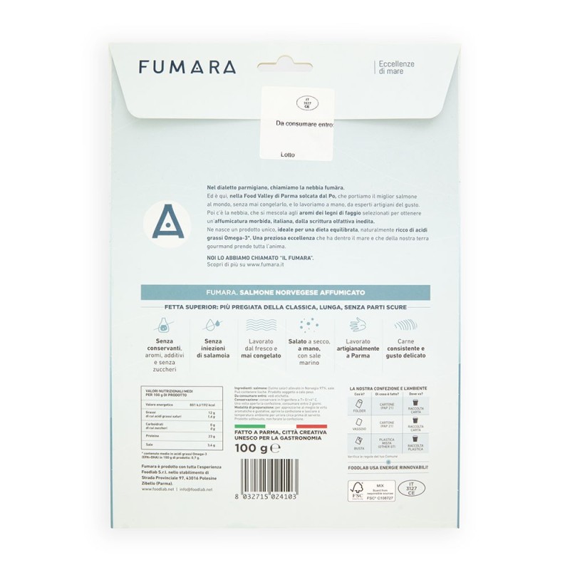 Salmone norvegese affumicato 100gr fetta superior
