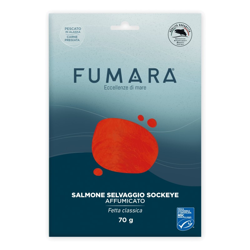 Salmone selvaggio Sockeye 70gr affumicato fetta classica