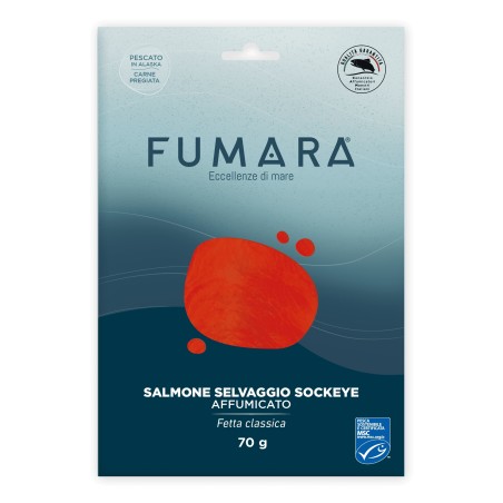 Salmone selvaggio Sockeye 70gr affumicato fetta classica