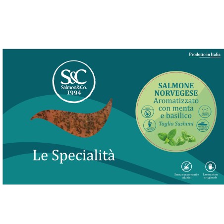 Salmone sashimi menta e basilico 300 g | Gusto fresco e aromatico
