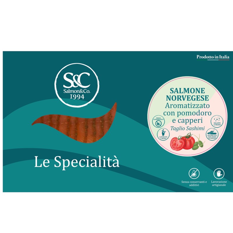 Salmone sashimi pomodoro e capperi 300 g | Ricetta gourmet
