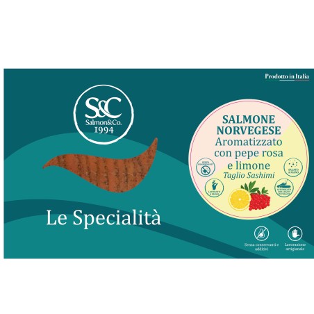 Salmone affumicato pepe e limone 300 g | Sashimi aromatizzato