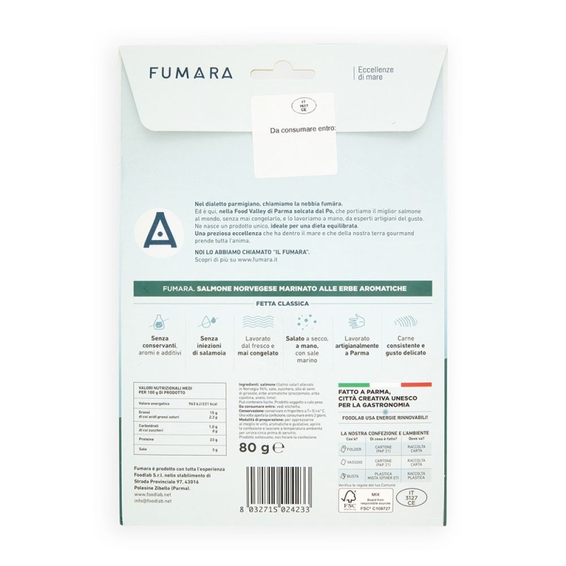 Salmone norvegese marinato 80 gr fetta classica