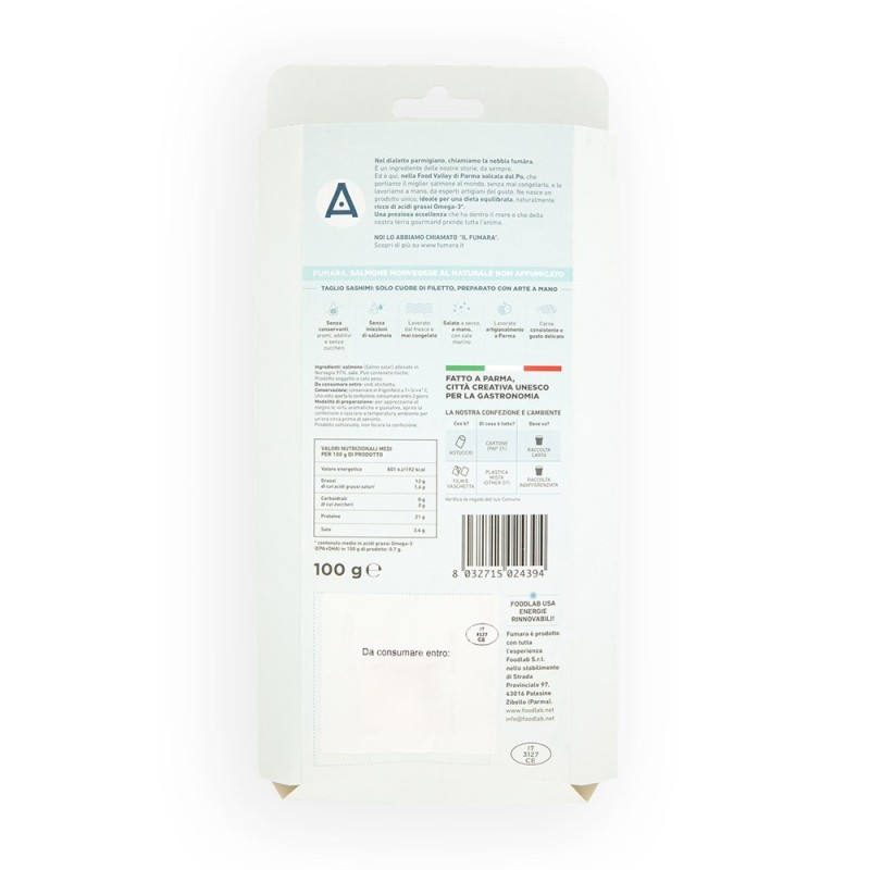 Salmone norvegese 100 g al naturale | Fumara - Sashimi